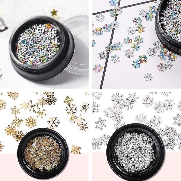 4st Snöflinga Nagelkonst Tillbehör 3D Charm Paljetter