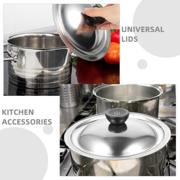 2 Pcs Mini Pot Lid Saucepan Lid 18cm Stainless Steel Universal Design Sealing Kitchen Cookware