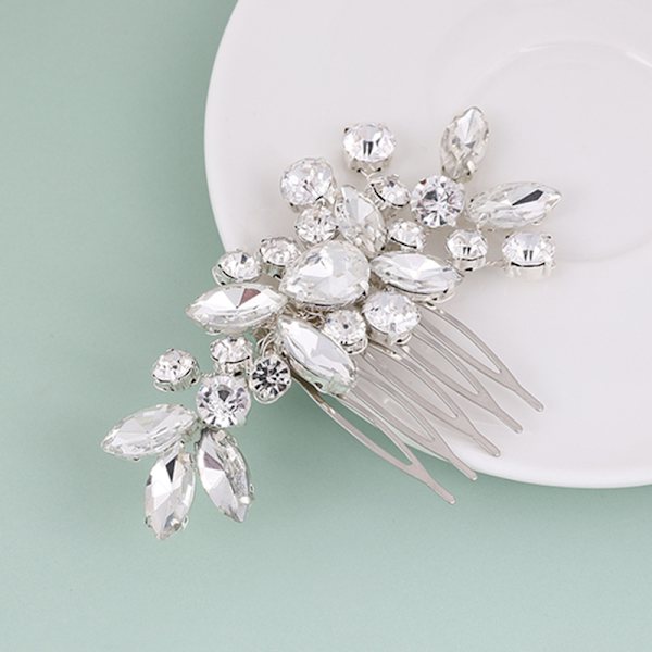 Kristallhårklämmor, Rhinestone Hårnålar Barrettes, Vita Glittrande Hårklämmor Hårhuvudbonader Tillbehör för Kvinnor Flickor, silver