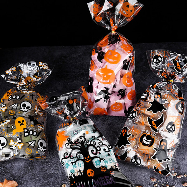 1 Set Halloween Läpinäkyvät Makeispussit, 50 kpl