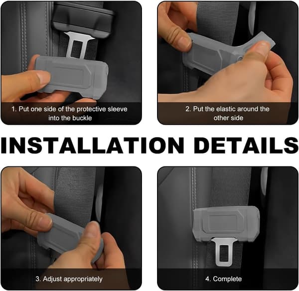 2PCS Bilbältesspänneskydd, Anti-Scratch Silikon Auto Säkerhetsbältesskydd, Universellt Säkerhetsklämsskydd Passar de flesta fordon, Black