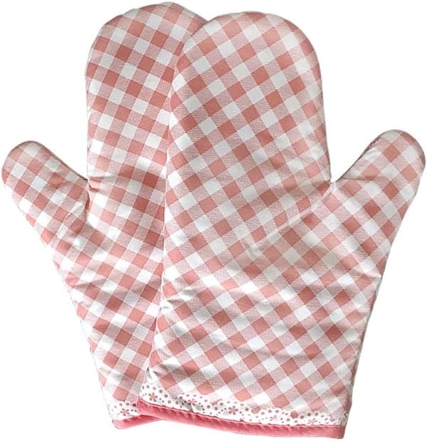 2-pakning bomullsovnhansker varmebestandige matlagingshansker for baking, matlaging, grilling, rosa