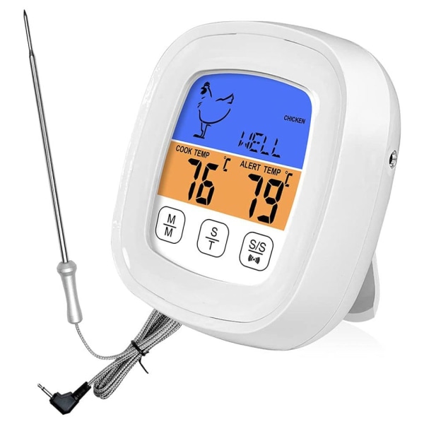 Digitalt steketermometer, steketermometer, BBQ-termometer med øyeblikkelig avlest LCD-skjerm, temperatursonde for sett
