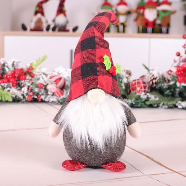 GulHåndlaget Julealvepynt Plaid Lang Lue Gnome Svensk Tomte Doll Doll Gul