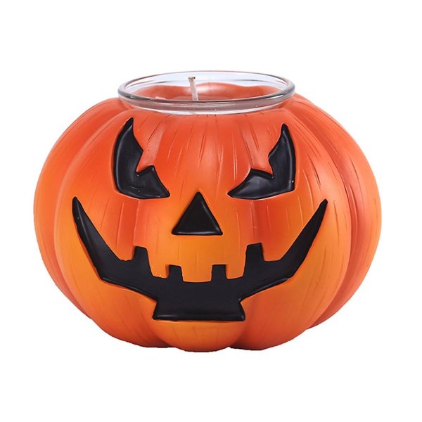 Halloween Spök-Ansikte Pumpa Ljusstake Ljusstake Resin Hantverk Skrivbords Atmosfär Dekoration