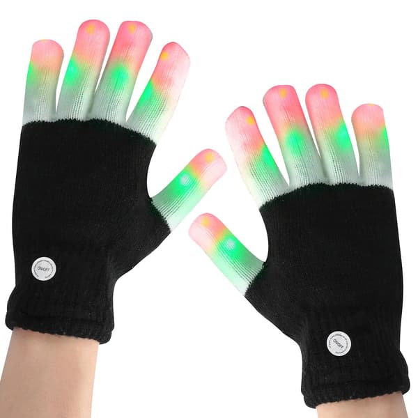 LED-handsker med fingerlys og 6 blinkende tilstande til sjov elektrisk åndedræt