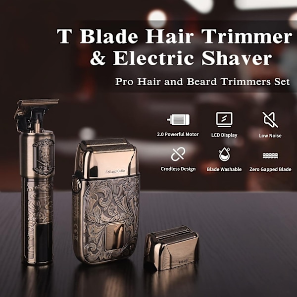 Fars Dag-presenter till honom, Hårtrimmer & Elektrisk Rakapparat för Män, Trimmer för Gles Skägg, Rakapparater för Skalliga, Mäns Grooming-kit med 4 Skydd