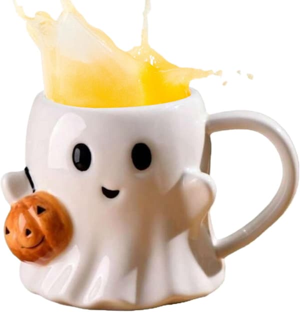 Pumpkin Cup, Halloween Ghost Mug, Halloween Cup, High-Quality Ceramic Construction, Comfortable Handle and Easy Grip