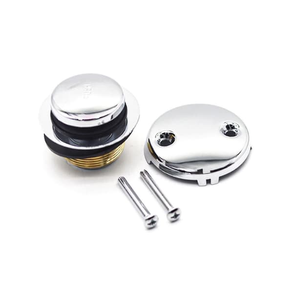 Odor-Resistant Bathtub Drain, Bathtub Stopper, Trim Kit with Double-Hole Overflow Plate, Threaded Bathtub Drain Replacement Kit (Silver)
