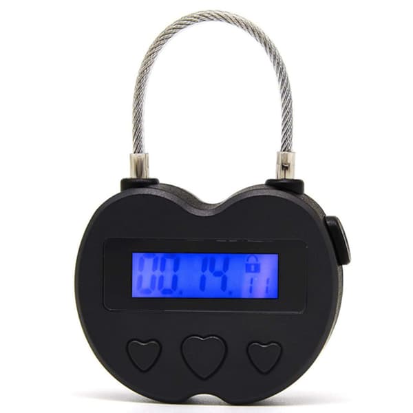 To smarte timerlåse med LCD-display, USB-opladning, midlertidig timer, hængelås, elektronisk rejsetimer, sort.
