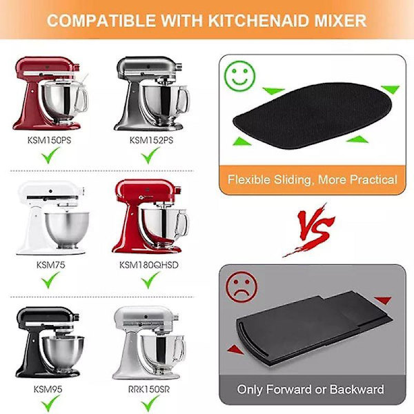 KitchenAid Mixer Mover Artisan Stand Mixer Blender Anti-slip Pad, Gummipude til 4,5-5 L/6-8 L Køkkenapparater L Sort kant
