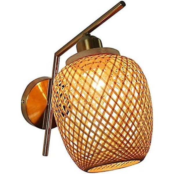 Gör-det-själv Antik Naturlig Wicker Vägglampa Lykta Retro Bambu Rotting Vägglampa Bar Restaurang Vägglampa Bambulampa E27