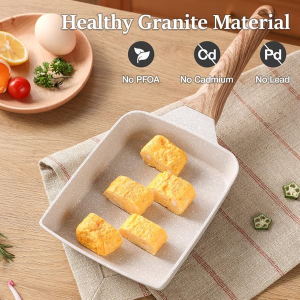 Omelettpanne Eggpanne, Non-stick Egg Stekepanne, Sunn Granitt Egg Stekepanne for Frokost