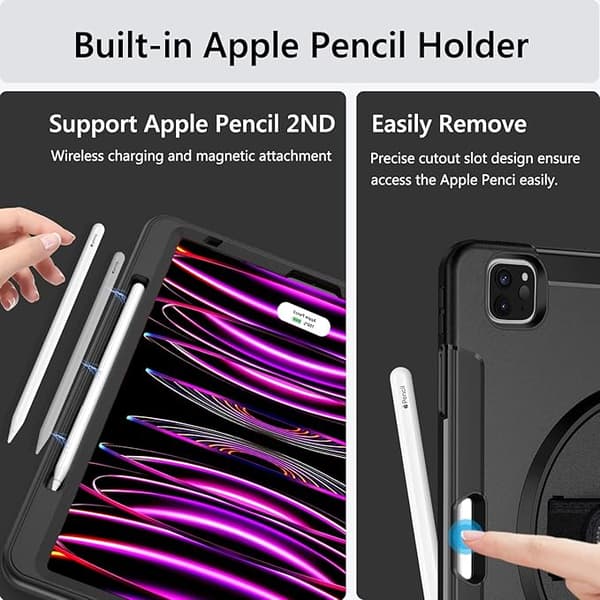 Sort, etui til iPad Pro 12.9 2022/2021: Stødsikker