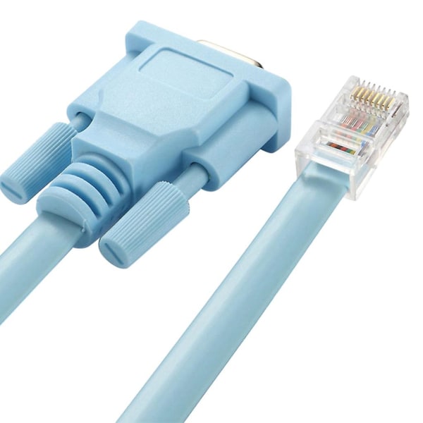 Blå 1,8m DB 9-stifts RS232 Seriell till RJ45 Cat5 Ethernet-adapter LAN-konsolkabel