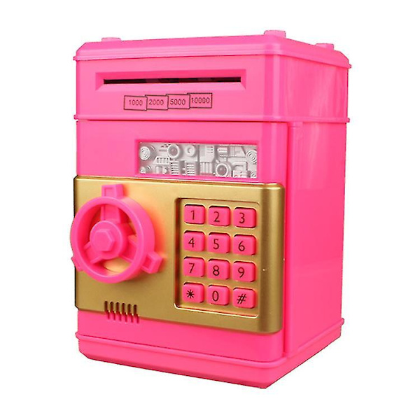Highttoy Pengeboks for barn i alderen 3-12 Elektronisk minibank pengeskap for barn Pengeboks Sparebøsse Minibank Passord pengeskap Rose rød