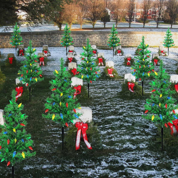 4 Sett Solcelled Julelys Multifarget 6 LED Julelys for Utendørs Juledekorasjoner, Solcelledrevet Lite Juletre