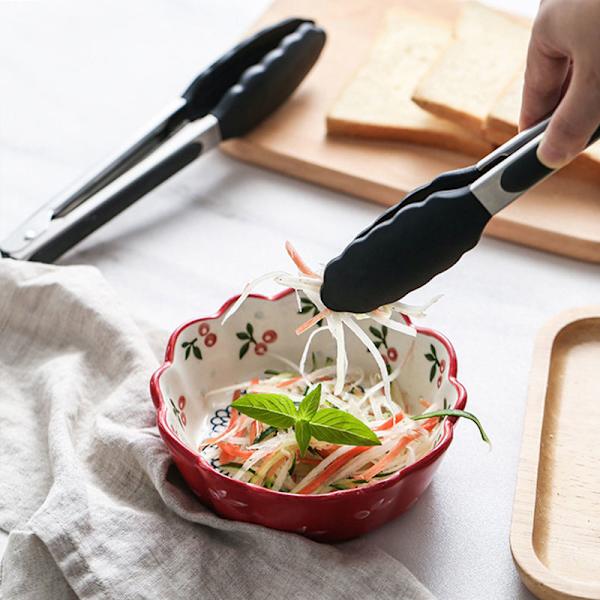 12 tommers salat-tang i rustfritt stål, kjøkken-tang med silikontupper for matlaging, tang kjøkkenutstyr kjøkken-tang