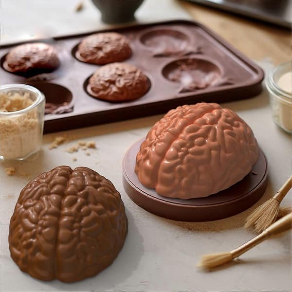 Silikoneform i hjerneform til DIY-buddinger, chokolade, kager, Halloween, jul, festivalfester
