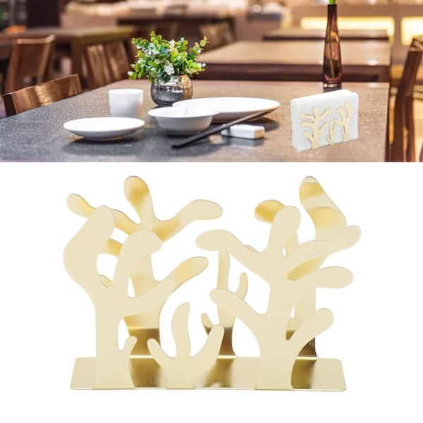Servietholder, tangformet papirhåndklædeholder bordplade ornament servietdispenser til kaffehus restaurant dekorativ (guld)