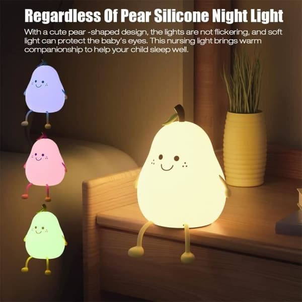 Night Light - Pear Shaped - 7 LED Colors - USB Rechargeable - Silicone