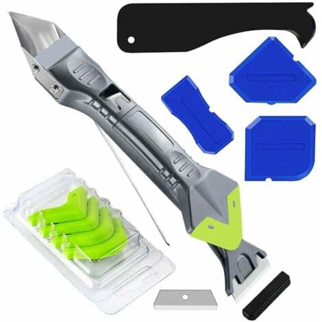 5-in-1 Sealant Remover Scraper Tool with 3 Silicone Tools, 5 Replaceable Pads, 1 Grout Tool (FMY)