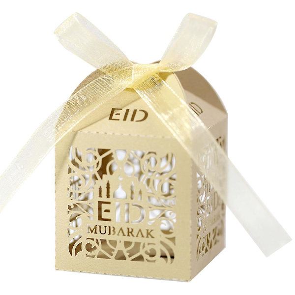 100 stk Godteriboks Hule Måne Ramadan Gaveboks Lykkelige Helligdager Forbruksvarer Beige gull