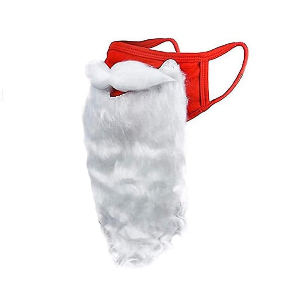 Julemandsmaske Skæg Nyt produkt Maske Funny Dress Up Hvid julemaske Støvbomuldsmaske (1 stykke-rød)