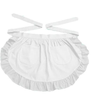 100% Cotton Bistro Kitchen/Restaurant Apron, Half Apron with Pockets - White, Black, Black and Red