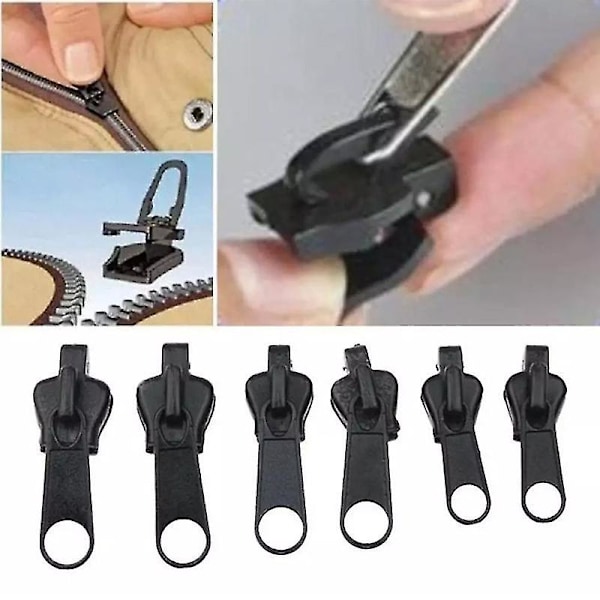 6 stk. Fix Zip Puller, Zip Slider Reparations Instant Kit, Instant Lynlås Sæt, Fix Lynlås Aftagelig Rednings Udskiftningspakke, Instant Lynlås Sæt