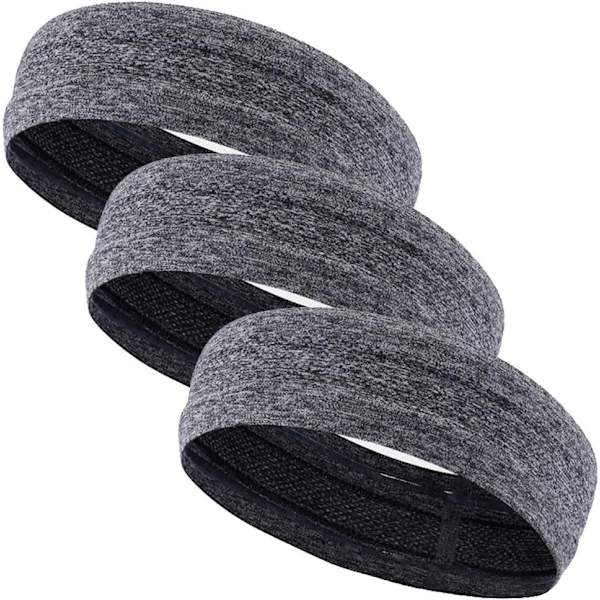 3 pannebånd menn og kvinner sports pannebånd sports pannebånd unisex elastisk sports pannebånd egnet for yoga fitness tennis løping grå