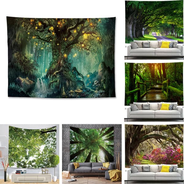 Tree of Life Wall Hanging, Psychedelic Tapestry Waterfall Under a