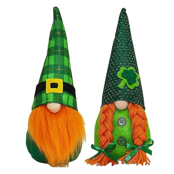 St. Patrick's Day Doll Party Dekorationer Ansiktslösa dvärg irländska juldekorationer Present (2 stycken)