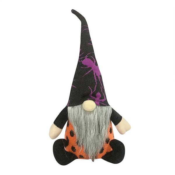 Halloween Gnome Handmade Dwarf Plush Doll Spider Ghost Scandinavian Tomte OrnamentPurple spider hat