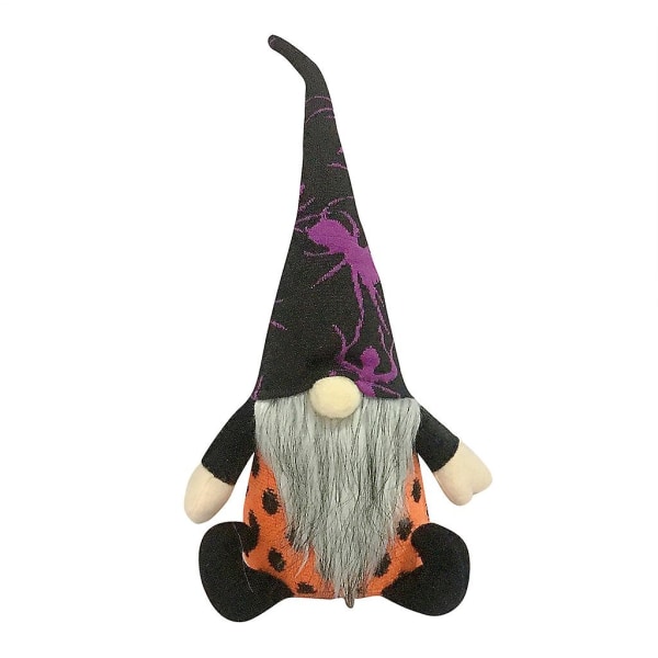 Halloween Gnome Käsintehty Dwarf Pehmo Nukke Hämähäkki Ghost Skandinavian Tomte OrnamenttiMusta haamuhattu