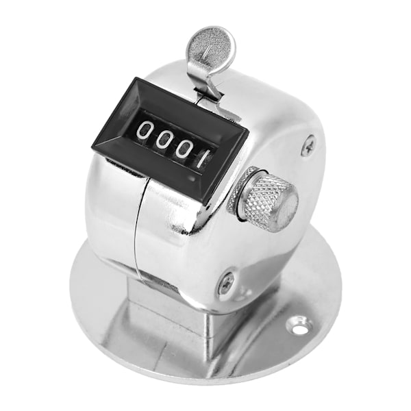 Silver Aluminum Alloy Handheld Counter 4 Digit Basic Tool