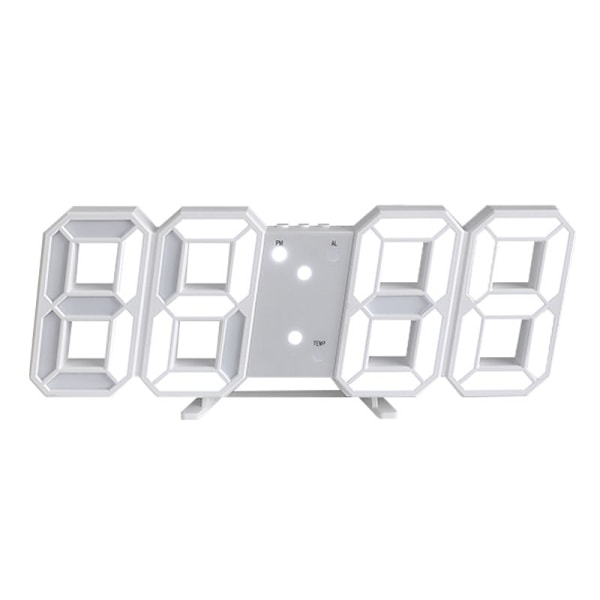 3D LED-väggklocka, modern digital väckarklocka kompatibel med hem, kök, kontor, sängbord, väggklocka, 24 eller 12 timmars display