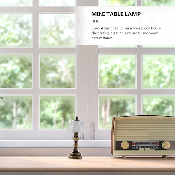 Dukkhus Miniatyr Bordlampa Mini Hus Scen Bordlampa Fotorekvisita 2X4CM