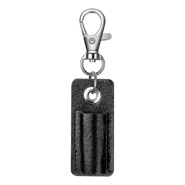 Bærbar penneholder Læderblyantposeholder Lommebeskytter Kontorartikler til badgeholder eller halssnor (2 stk, sort)