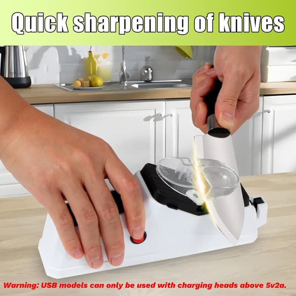 Electric Knife Sharpener, (USB) Double-Sided Knife Sharpener, Fast Sharpening and Polishing, with Protective Cover. (6 Grinding Stones)