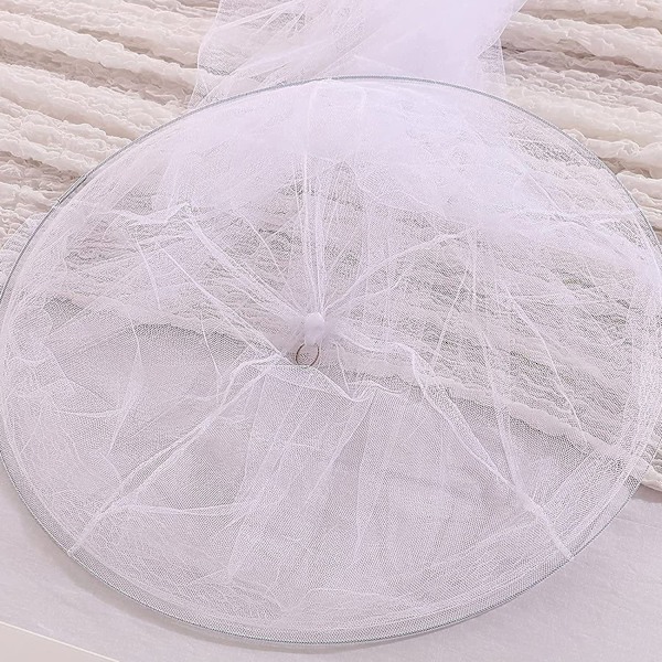Elegantti Pitsi Sängiverkko Hyttysverkko Riippuva Kupoli Mesh Canopy Prinsessa Pyöreä Kupoli Vuodevaatteet Netti Sänky Hyttysverkko, Valkoinen