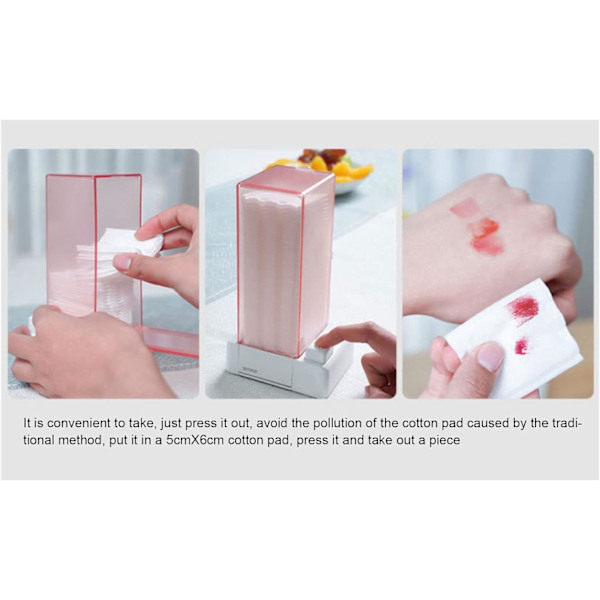 (Pink) Automatisk Vatpind Dispenser Vatpind Organizer Trykt Kvadratisk Vatpind Holder Lintfri Viskestykke Kosmetik Organizer