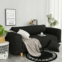 Tøyelig sofatrekk Universal Svart Polyester Sofatrekk 2 Seter