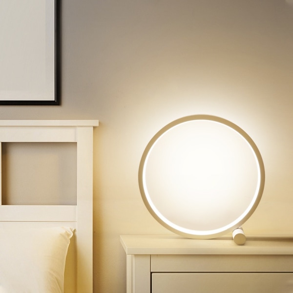 Sengelamper med Berøringsstyring, Dæmpbar Cirkel Bordlampe, Moderne Ring Skrivebordslampe, USB Natbord Dekorativ Lys til Læsning Soveværelse og Kontor