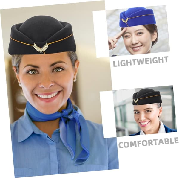 2 stk. stewardessehat stewardesse Cosplay Baret Hat til festoptræden, bånduniform