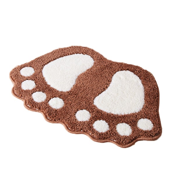 Skridsikker bademåtte, store fødder mønster til badeværelse, brusebad, absorberende (brun 40 * 60 cm)