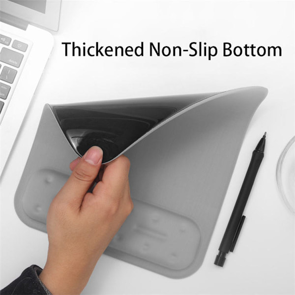 Musmatta med handledsstöd - Ergonomisk musmatta med minnesskum och halkfri PU-bakyta för laptop, dator, kontor (grå)