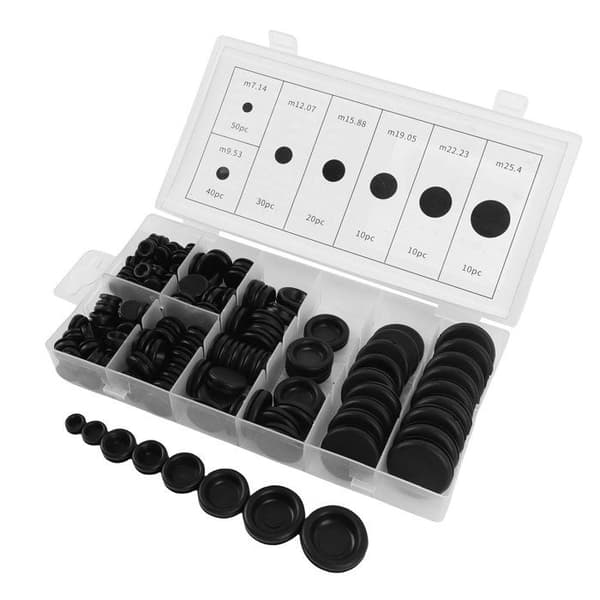 OMABETA Closed Rubber Grommet Kit, 170 Pieces, DIY Hole Plugs