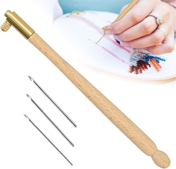 White embroidery hook with 3 needles 1mm/1mm/1.2mm embroidery beads