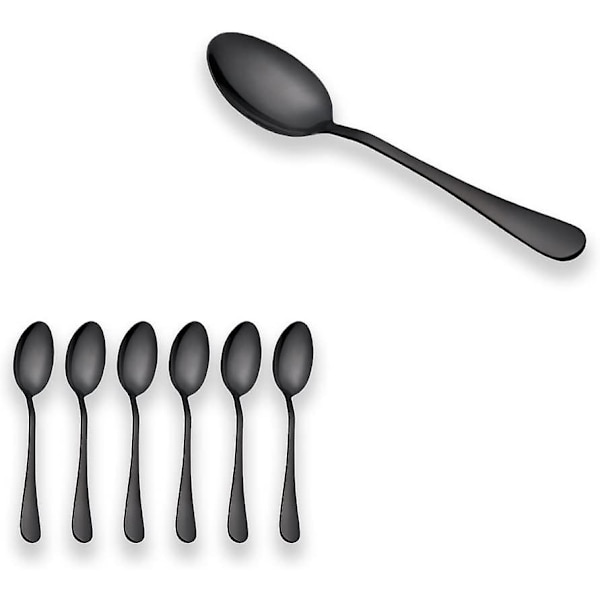 Titanium Sort Guldbelagt Rustfrit Stål Kaffeske, Mocha Ske, Dessert Ske, Dessert Ske, Teske, 6 Pak